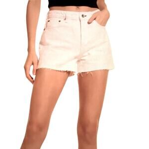 Rag & Bone Dre Low-Rise White Denim Shorts Raw Hem, size 32